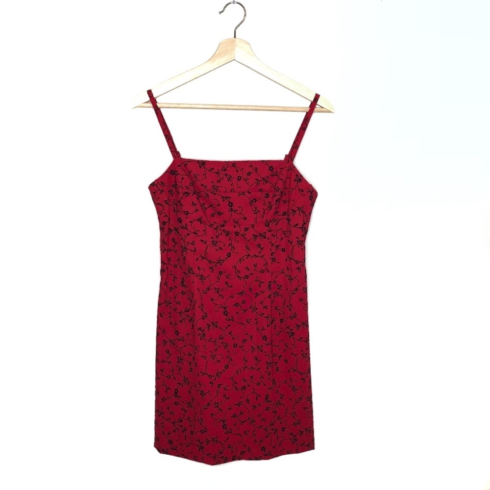 Vintage 90s Square Neck Red Mini Dress